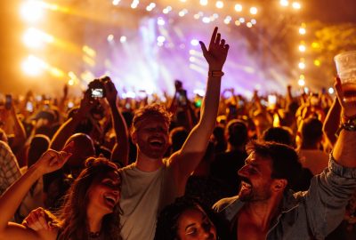 Group,Of,Young,Friends,Partying,And,Celebrating,At,Summer,Music