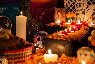 Colorful,Skull,On,Colorful,Traditional,Day,Of,The,Dead,"ofrenda"